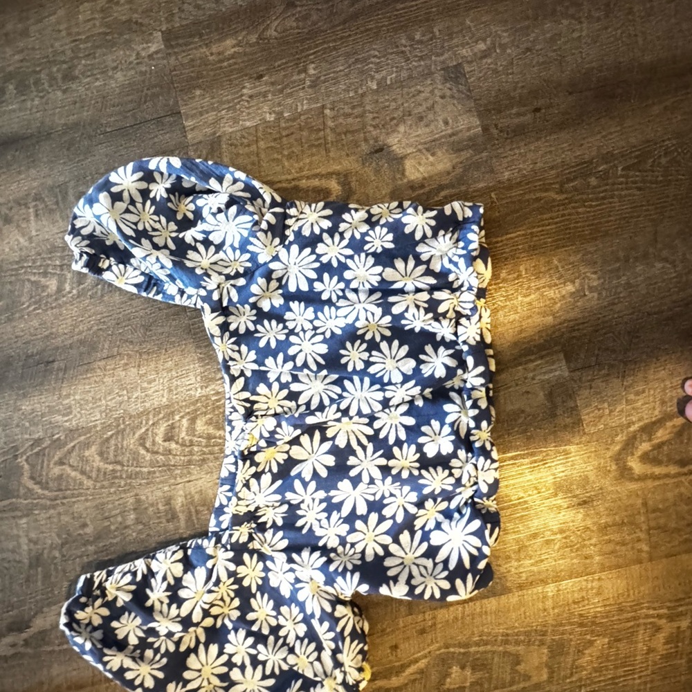 Floral Blue and White Crop Top